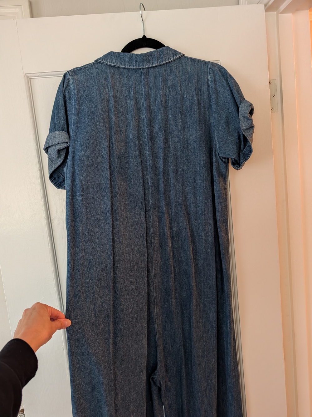 Ilana Kohn Dark Blue Denim Button-Front Wide-Leg Jumpsuit - Picture 6 of 6